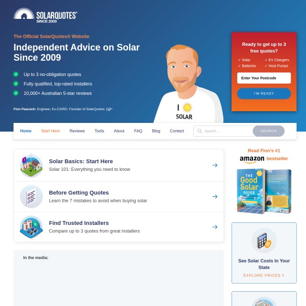 Solar Quotes homepage screenshot