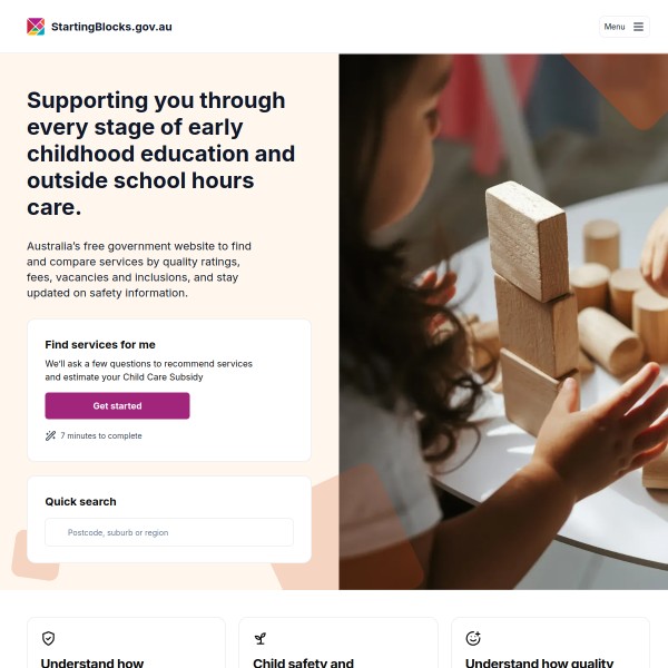 StartingBlocks homepage screenshot