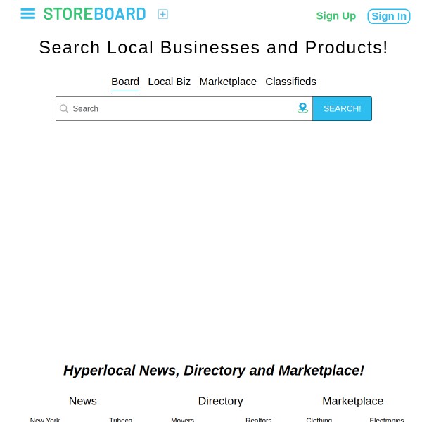 Storeboard homepage screenshot