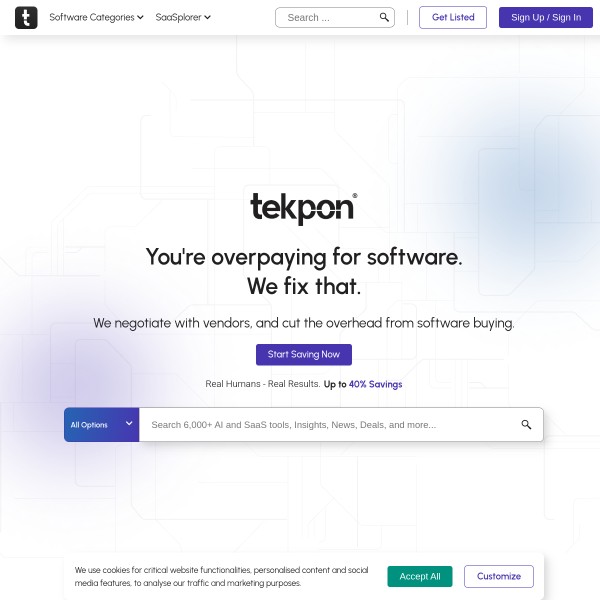 Tekpon homepage screenshot