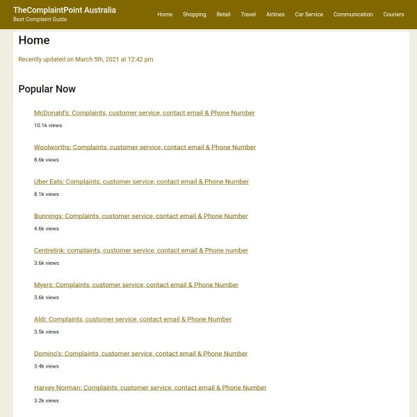 The Complaint Point homepage screenshot