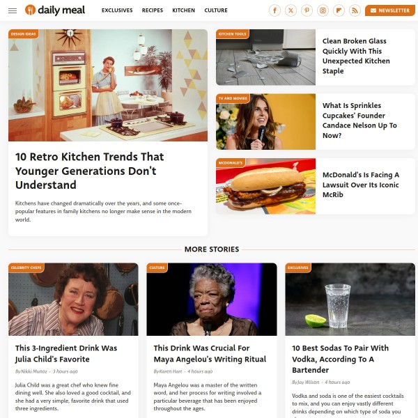 The Daily Meal homepage screenshot
