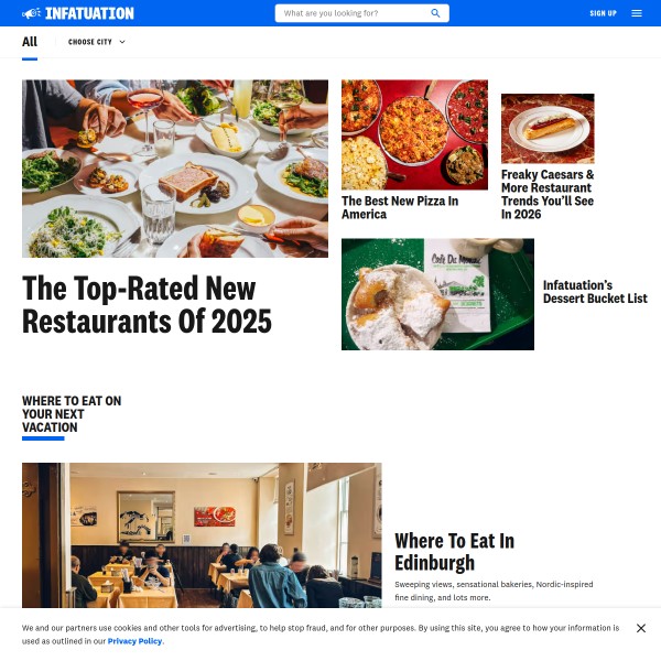 The Infatuation homepage screenshot