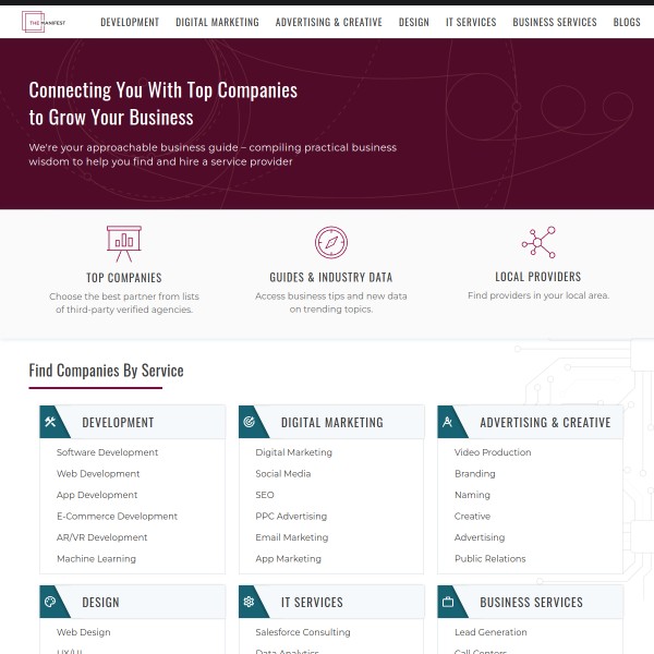 The Manifest homepage screenshot