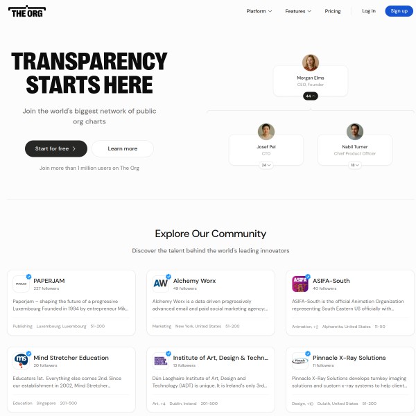 The Org homepage screenshot