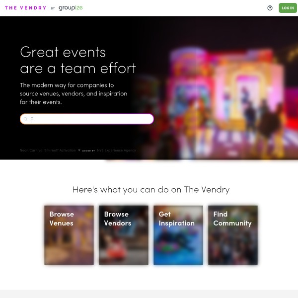 The Vendry homepage screenshot