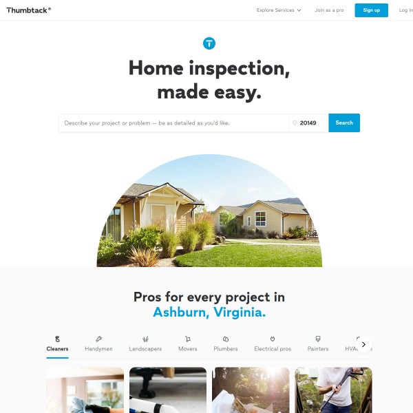 Thumbtack homepage screenshot