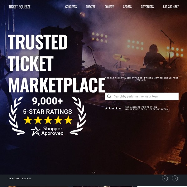 TicketSqueeze homepage screenshot