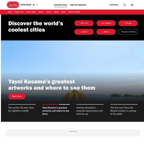 Timeout homepage screenshot