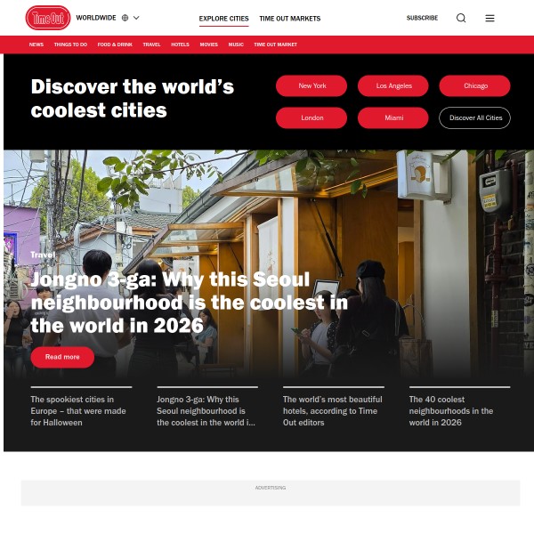 Timeout homepage screenshot