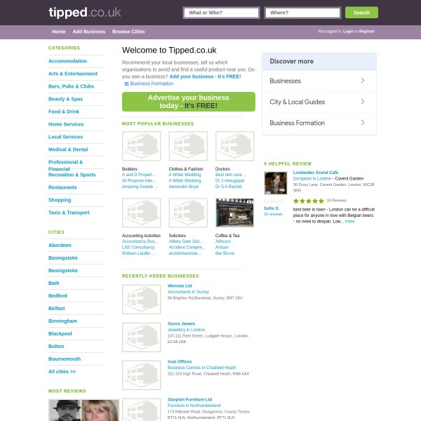 Tipped homepage screenshot