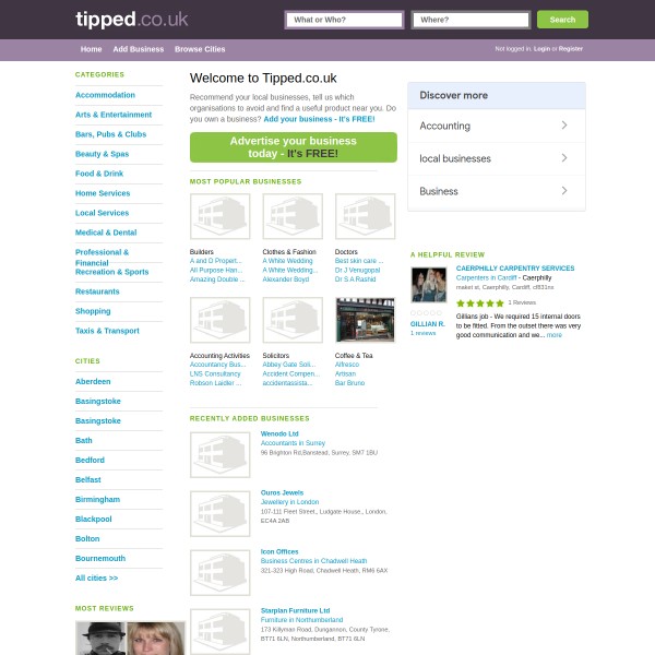 Tipped homepage screenshot