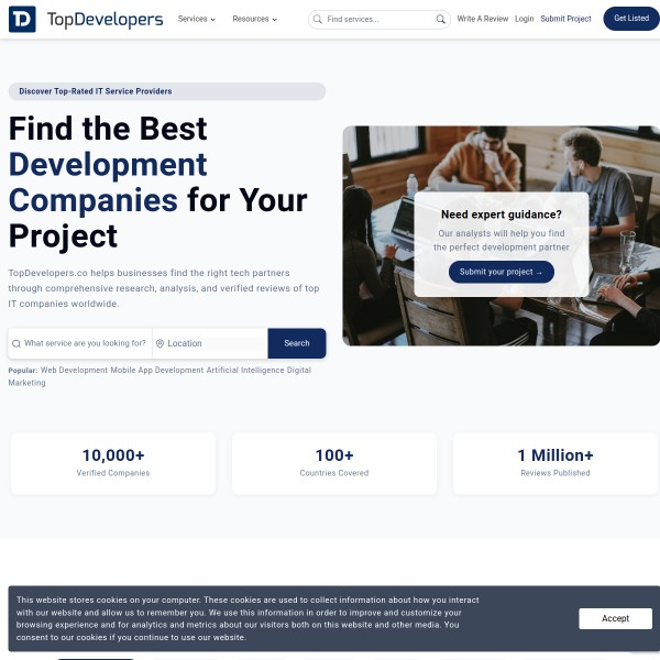 TopDevelopers homepage screenshot