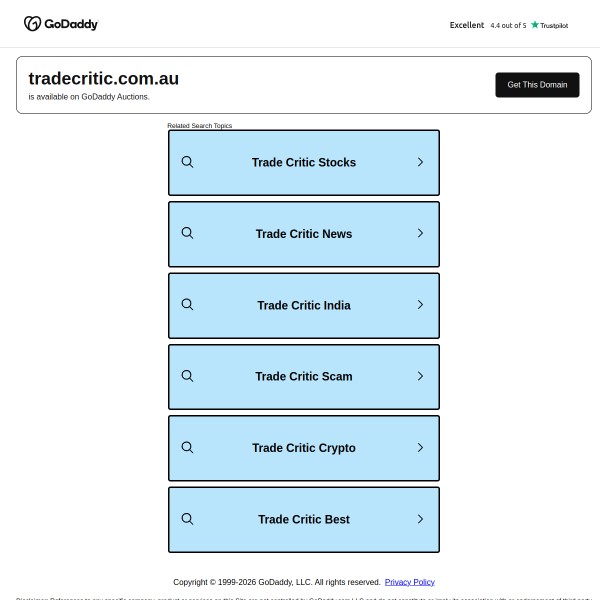 TradeCritic homepage screenshot