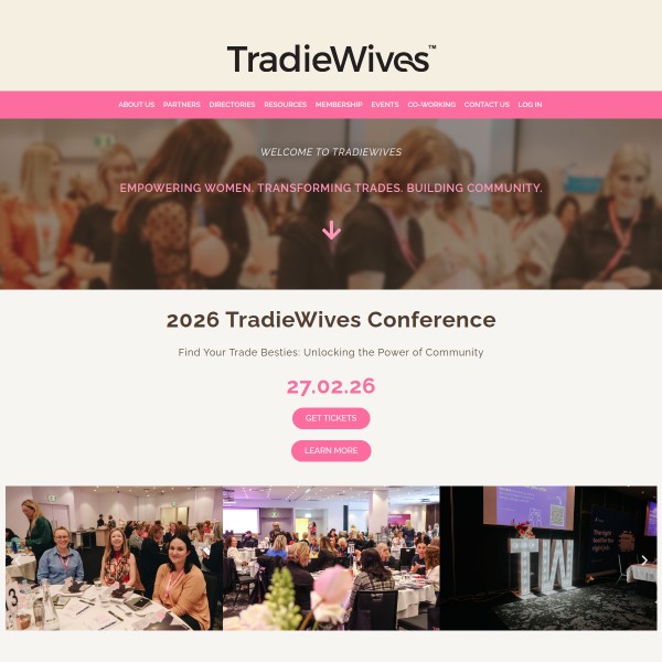 TradieWives homepage screenshot