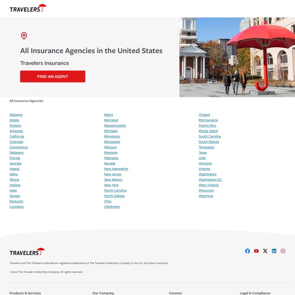 Travelers homepage screenshot