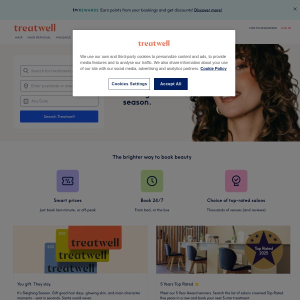 Treatwell homepage screenshot