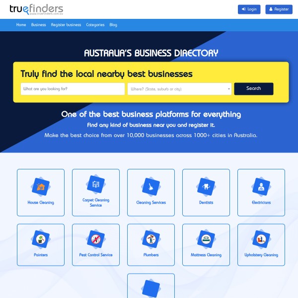 Truefinders homepage screenshot
