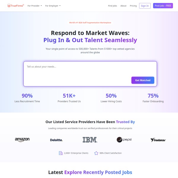 TrueFirms homepage screenshot
