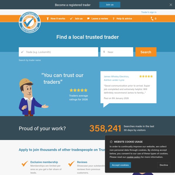 TrustATrader homepage screenshot