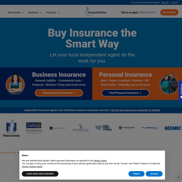 Trusted Choice homepage screenshot