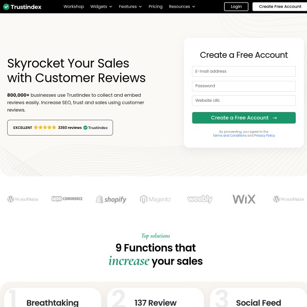Trustindex homepage screenshot