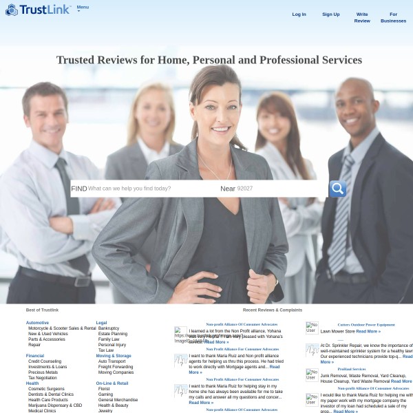 TrustLink homepage screenshot