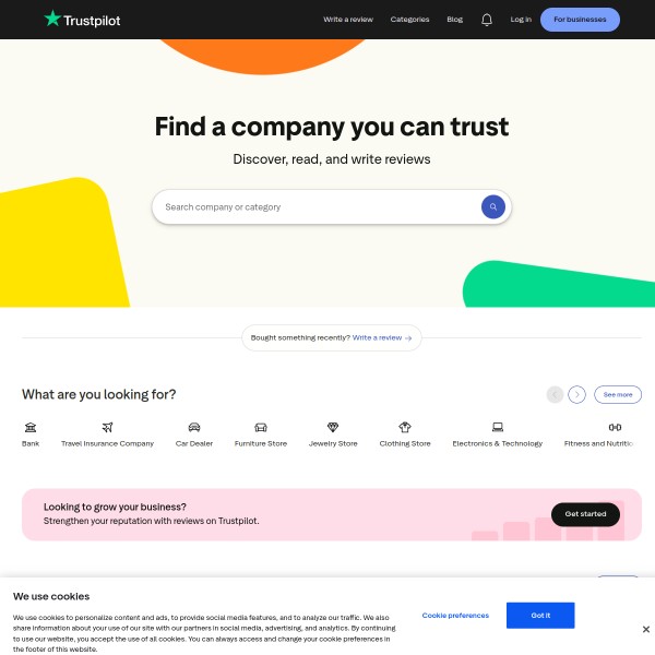 TrustPilot homepage screenshot