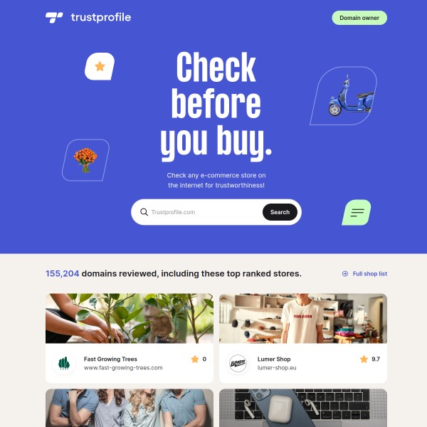 TrustProfile homepage screenshot