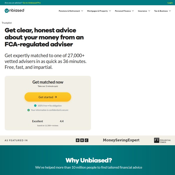 Unbiased homepage screenshot