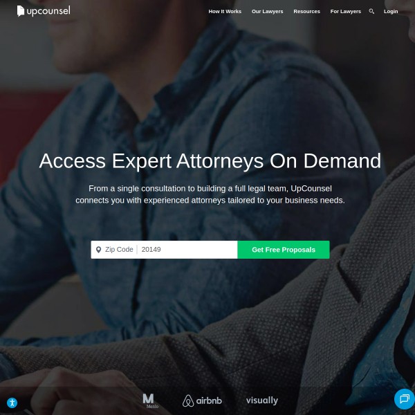 UpCounsel homepage screenshot