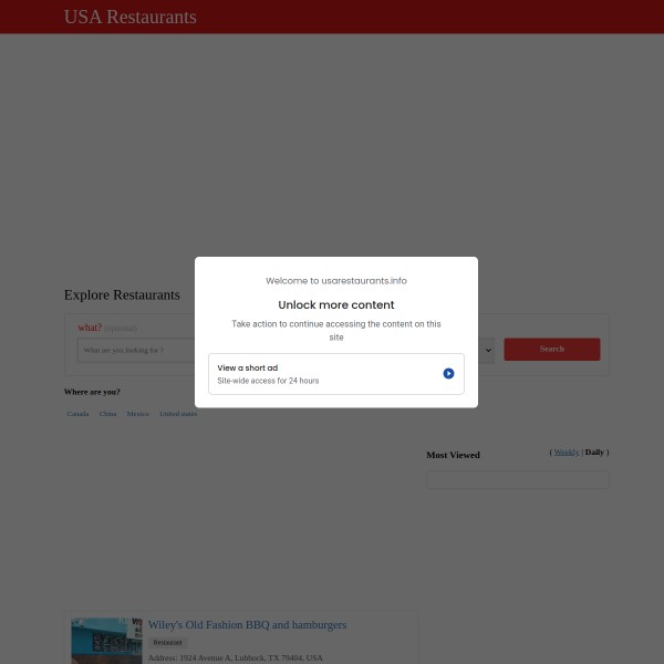 usarestaurants.info homepage screenshot