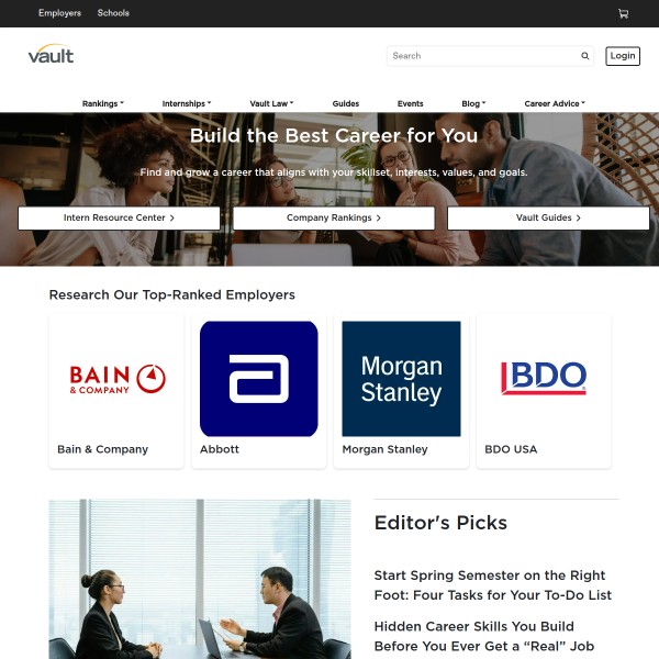 Vault homepage screenshot