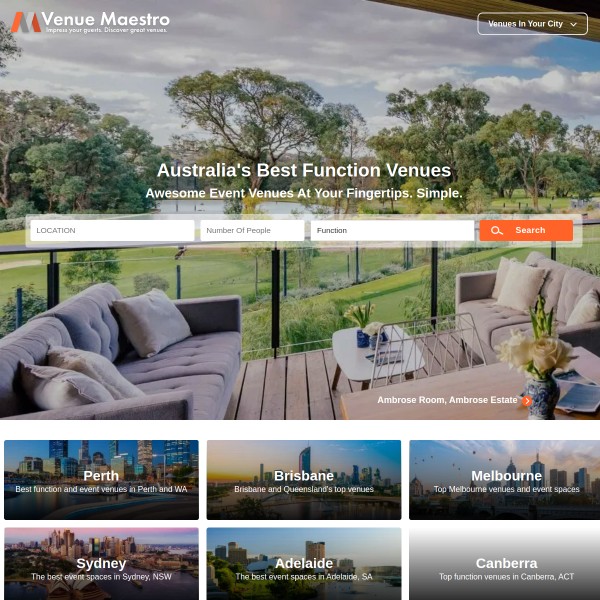 Venue Maestro homepage screenshot