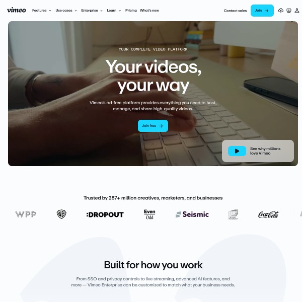 Vimeo homepage screenshot