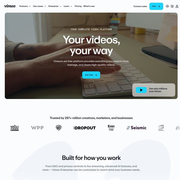 Vimeo homepage screenshot