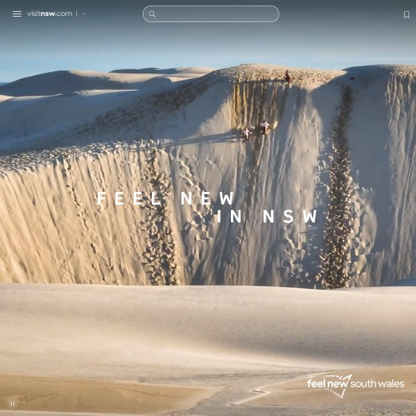 Visit NSW homepage screenshot