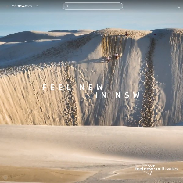 Visit NSW homepage screenshot