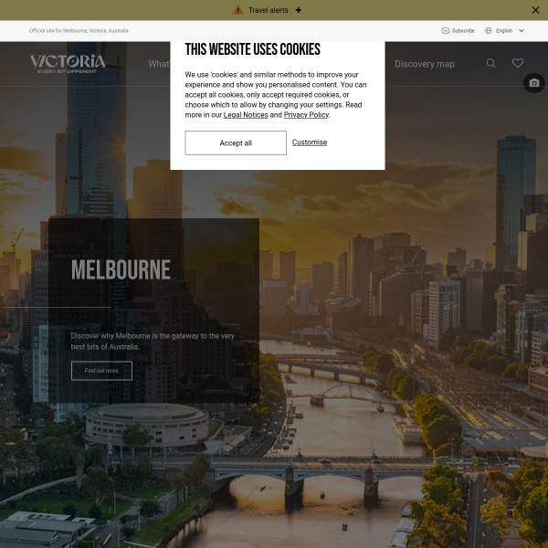 Visit Victoria homepage screenshot