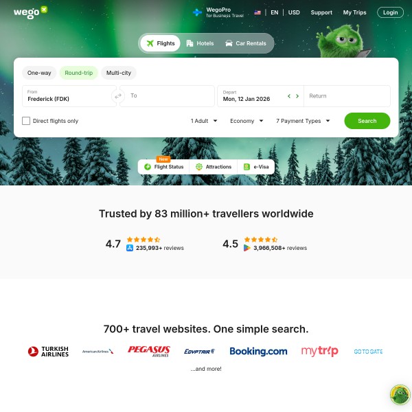Wego.com homepage screenshot