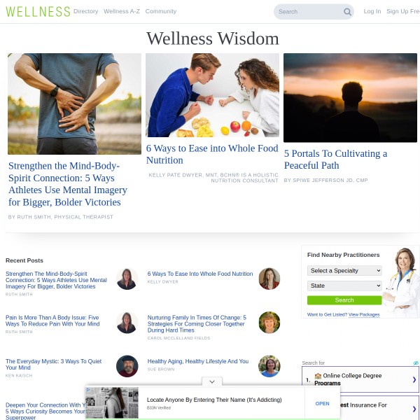 Wellness homepage screenshot