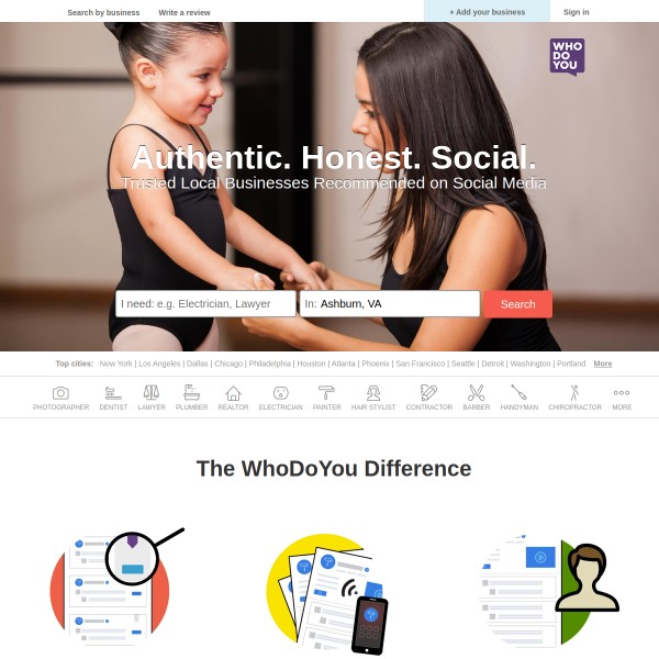 WhoDoYou homepage screenshot