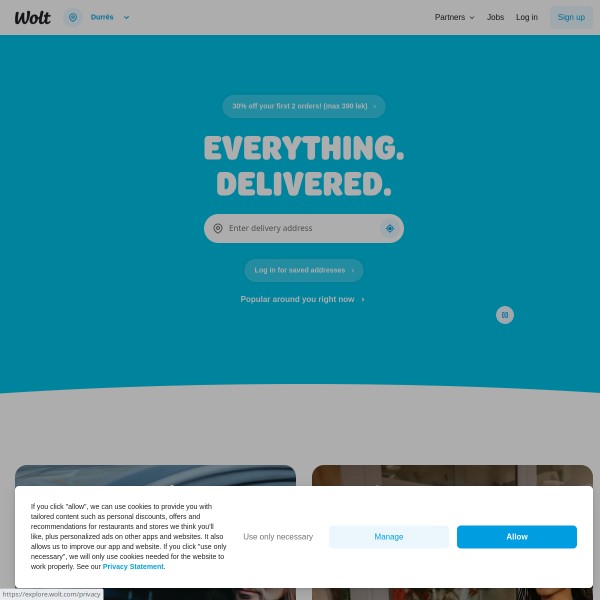 Wolt homepage screenshot