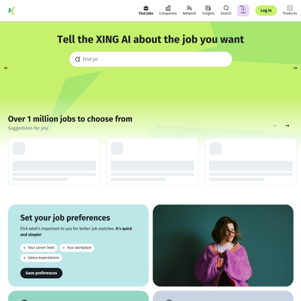 Xing homepage screenshot