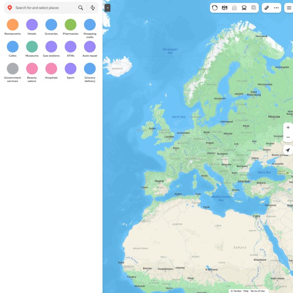 Yandex Maps homepage screenshot