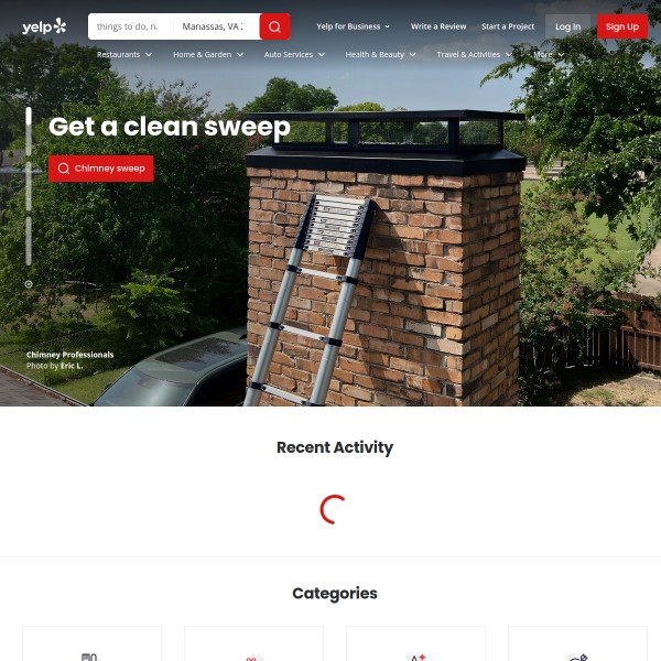 Yelp homepage screenshot