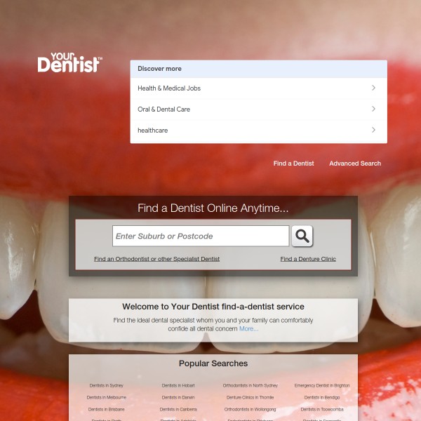 Your Dentist homepage screenshot