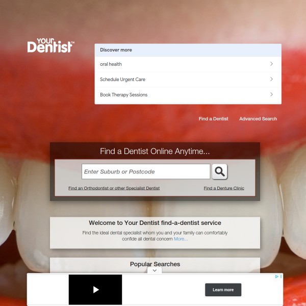 Your Dentist homepage screenshot
