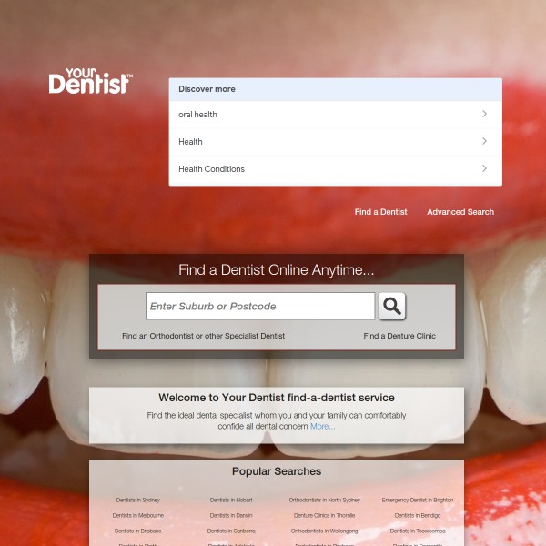 Your Dentist homepage screenshot