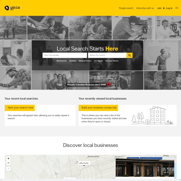 yp.ca homepage screenshot